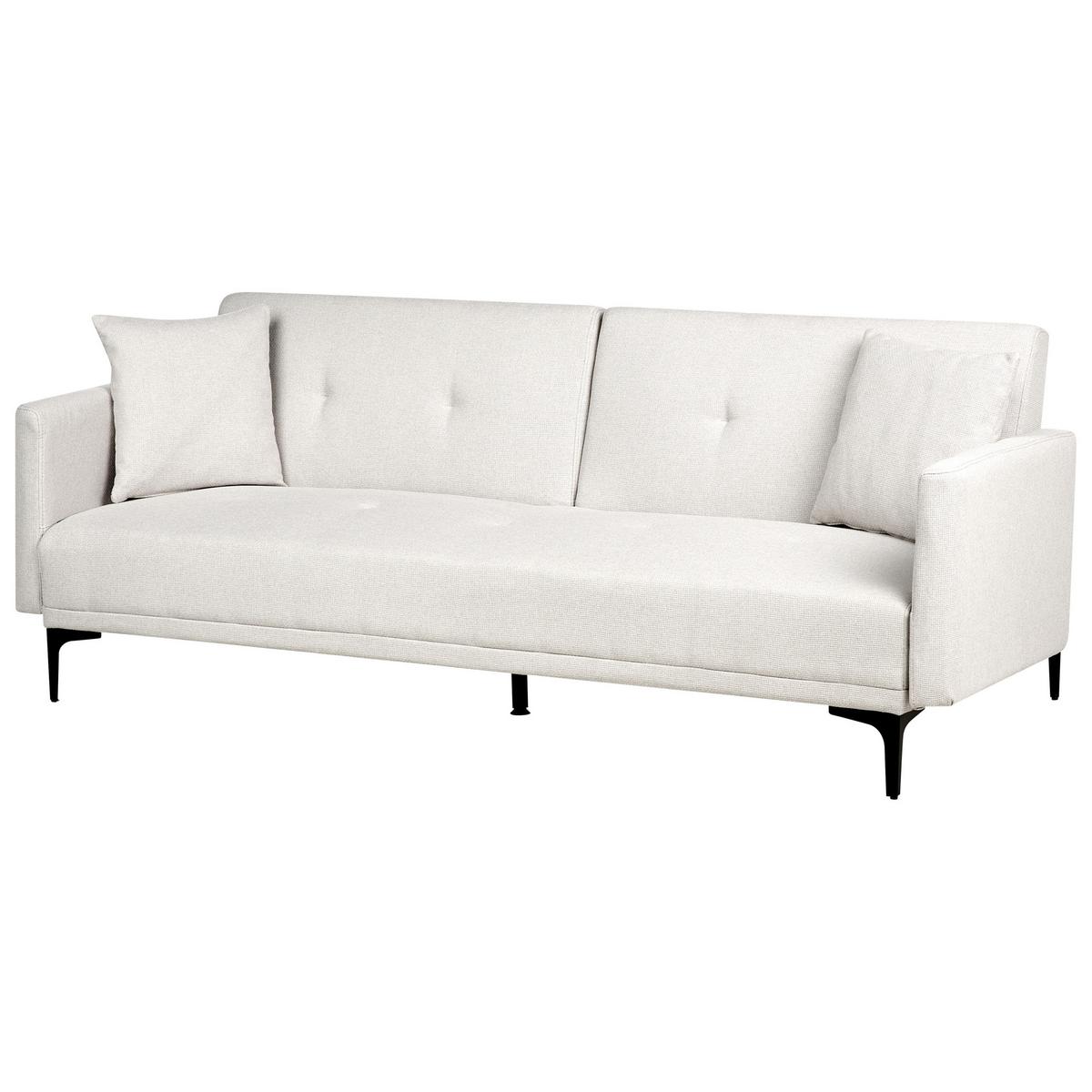 3-SITZER-SCHLAFSOFA hellbeige/schwarz Lucan - Beige/Schwarz, Textil (191/75/91cm) - Beliani