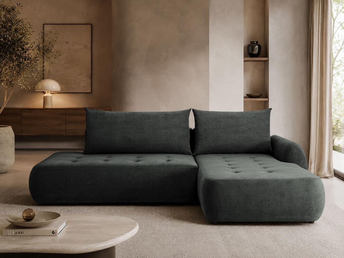 ECKSCHLAFSOFA Bueno I, Seite: Rechts - Dunkelgrau/Schwarz, Holz/Textil (300/185cm) - MIRJAN24