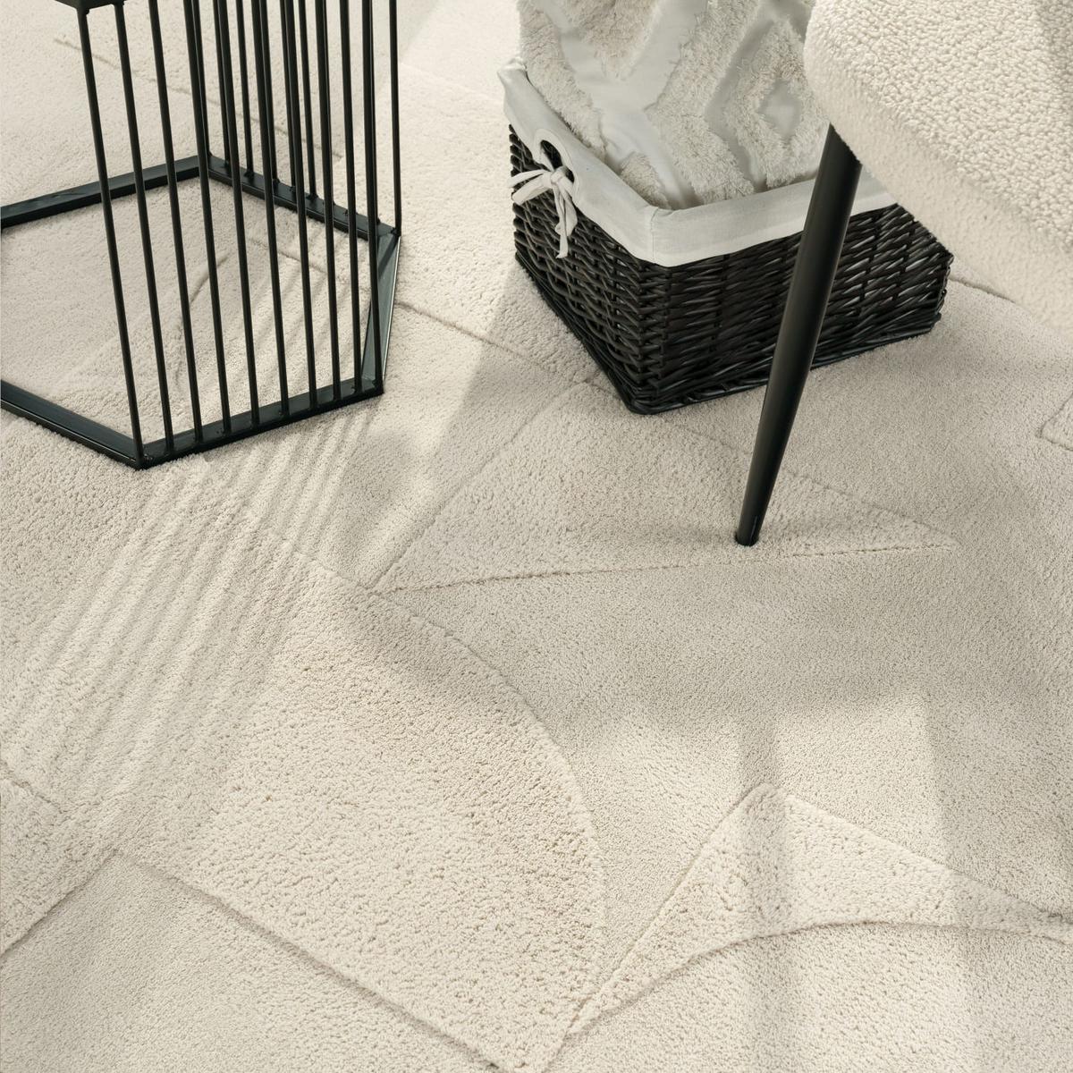 KURZFLORTEPPICH, mit Struktur, aus Polyester, Florhöhe 12 mm, Creme, 120 x 160 cm - Beige, Textil (160/120cm) - KADIMA DESIGN