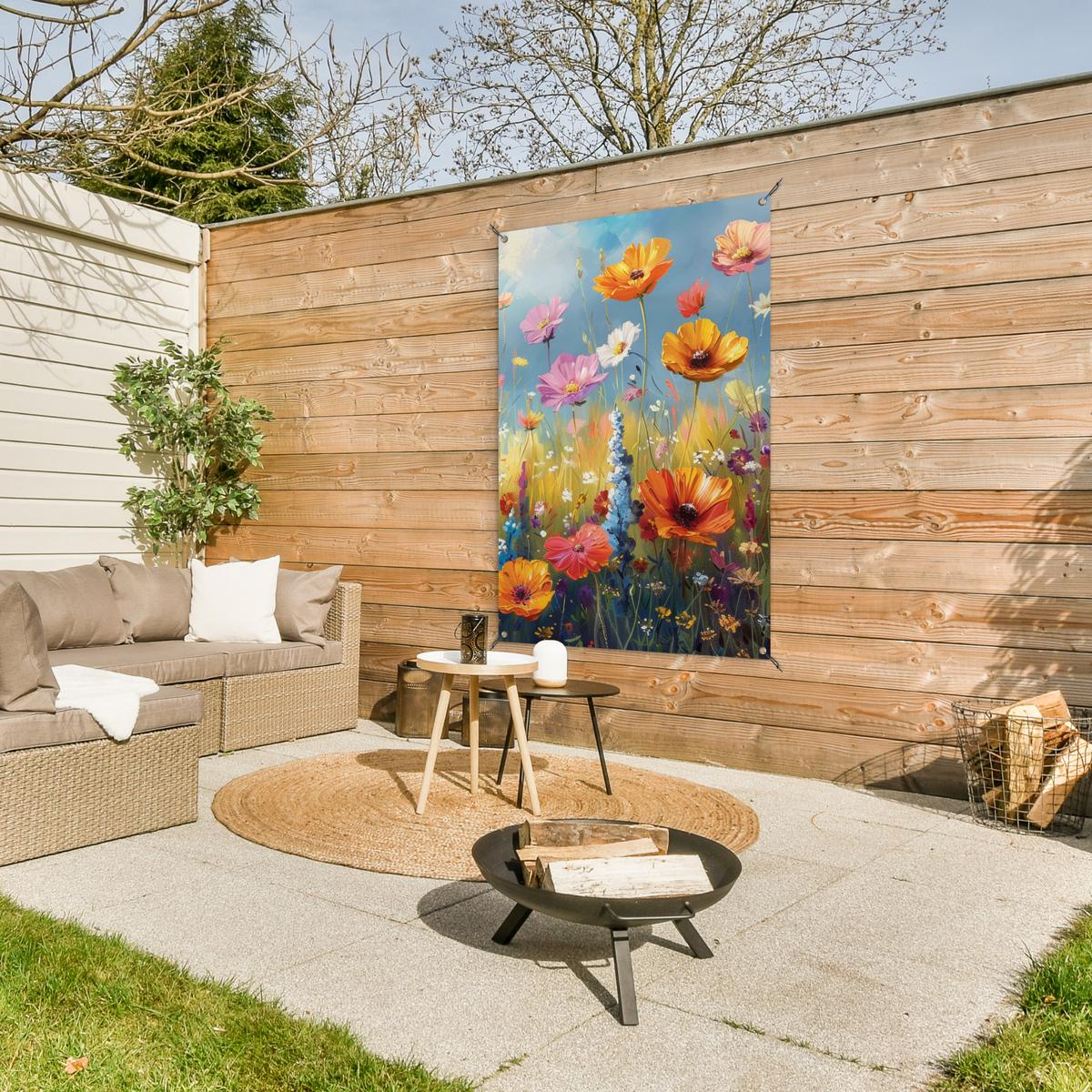 GARTENPOSTER Blumen - Natur - Botanik - Kunst Outdoor Bilder 80x120 cm - Hellblau, Kunststoff (80/120/0.2cm) - OnlyWow