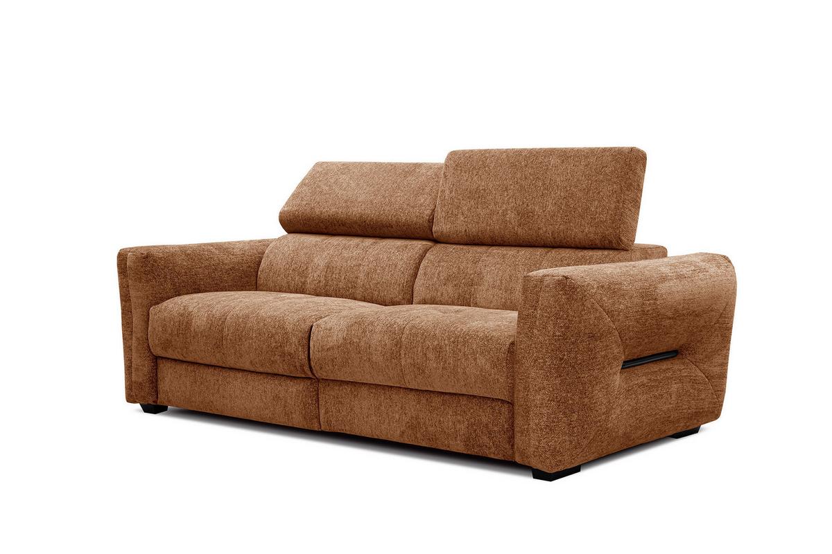 SOFA CALVERA 3-Sitzer mit 1 Relaxfunktion, dunkelorange - Dunkelorange, Holzwerkstoff/Textil (204/79/106cm) - Wozimo