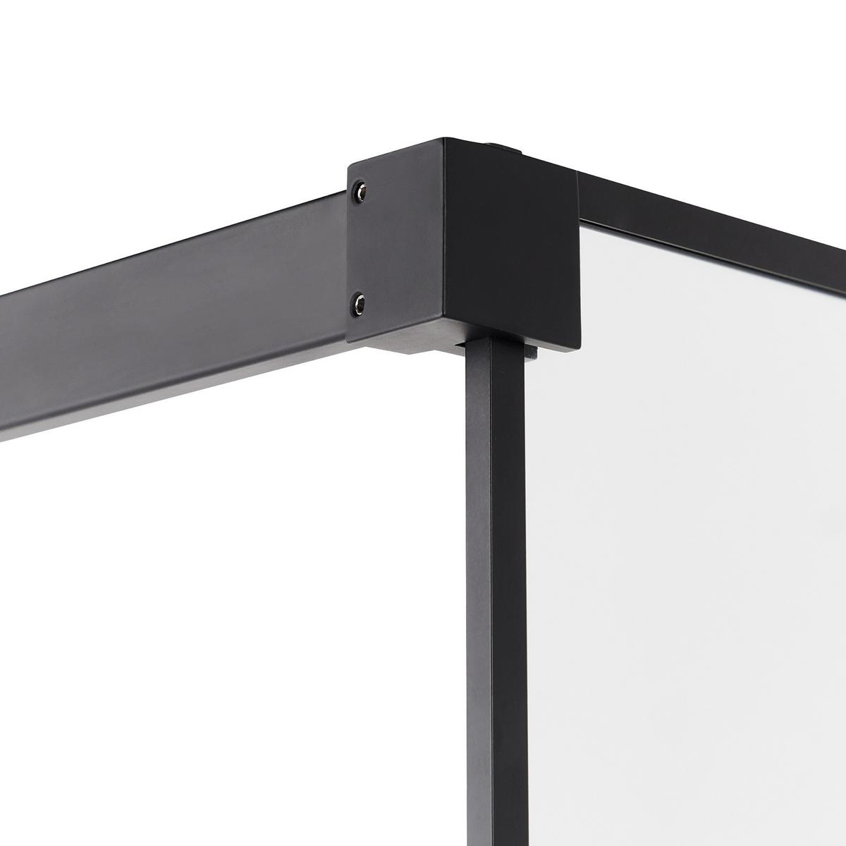 DUSCHWAND 80/190 cm Schwarz Waspam - Transparent/Schwarz, Glas (80/190cm) - Beliani