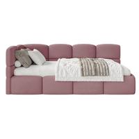 JUGENDBETT Cloudy Rosa 120 x 200 cm - Pink/Schwarz, Kunststoff/Textil (120/200cm) - Selsey
