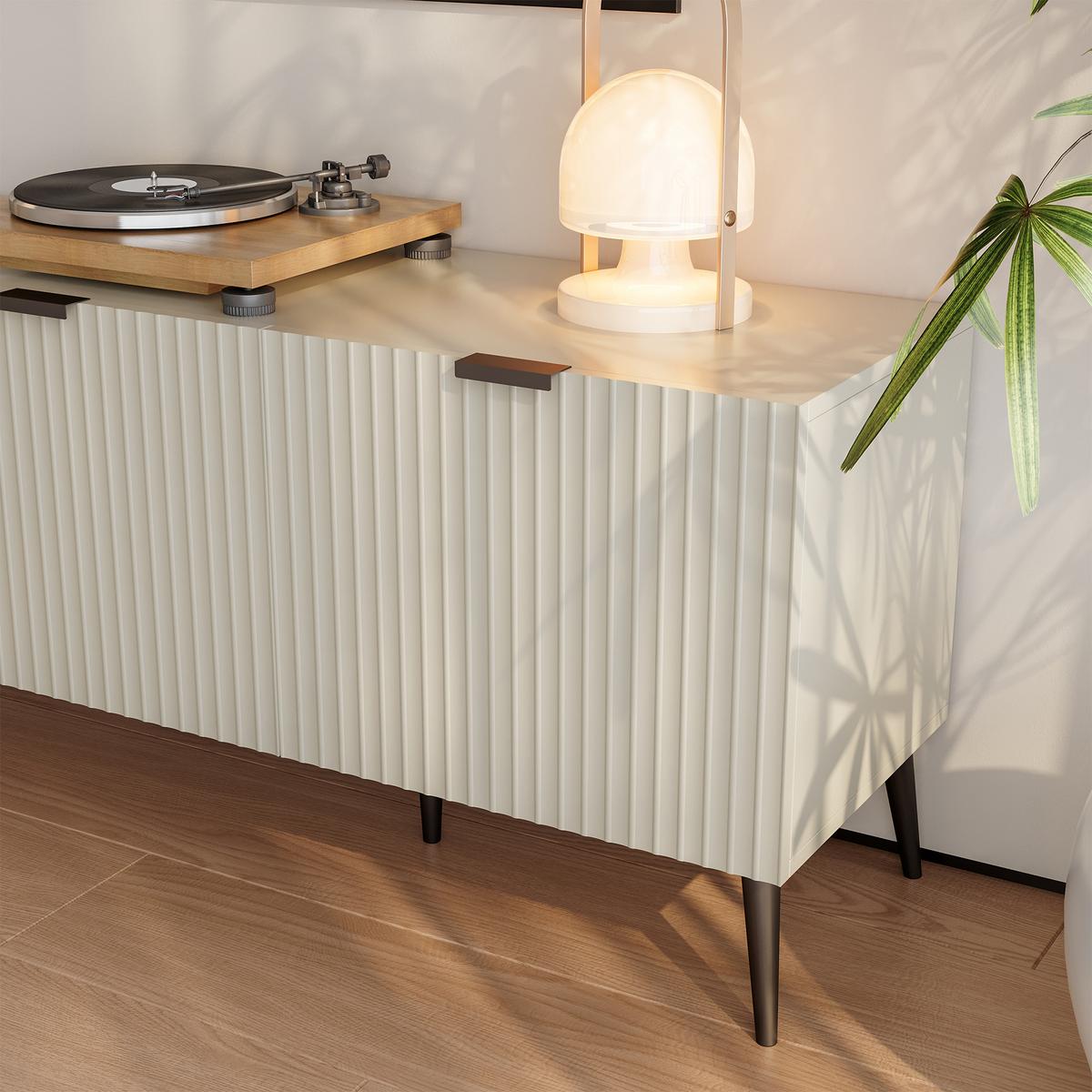 FERNSEHSCHRANK Nand - Sandfarben, Holzwerkstoff/Metall (35/51/180cm) - [en.casa]