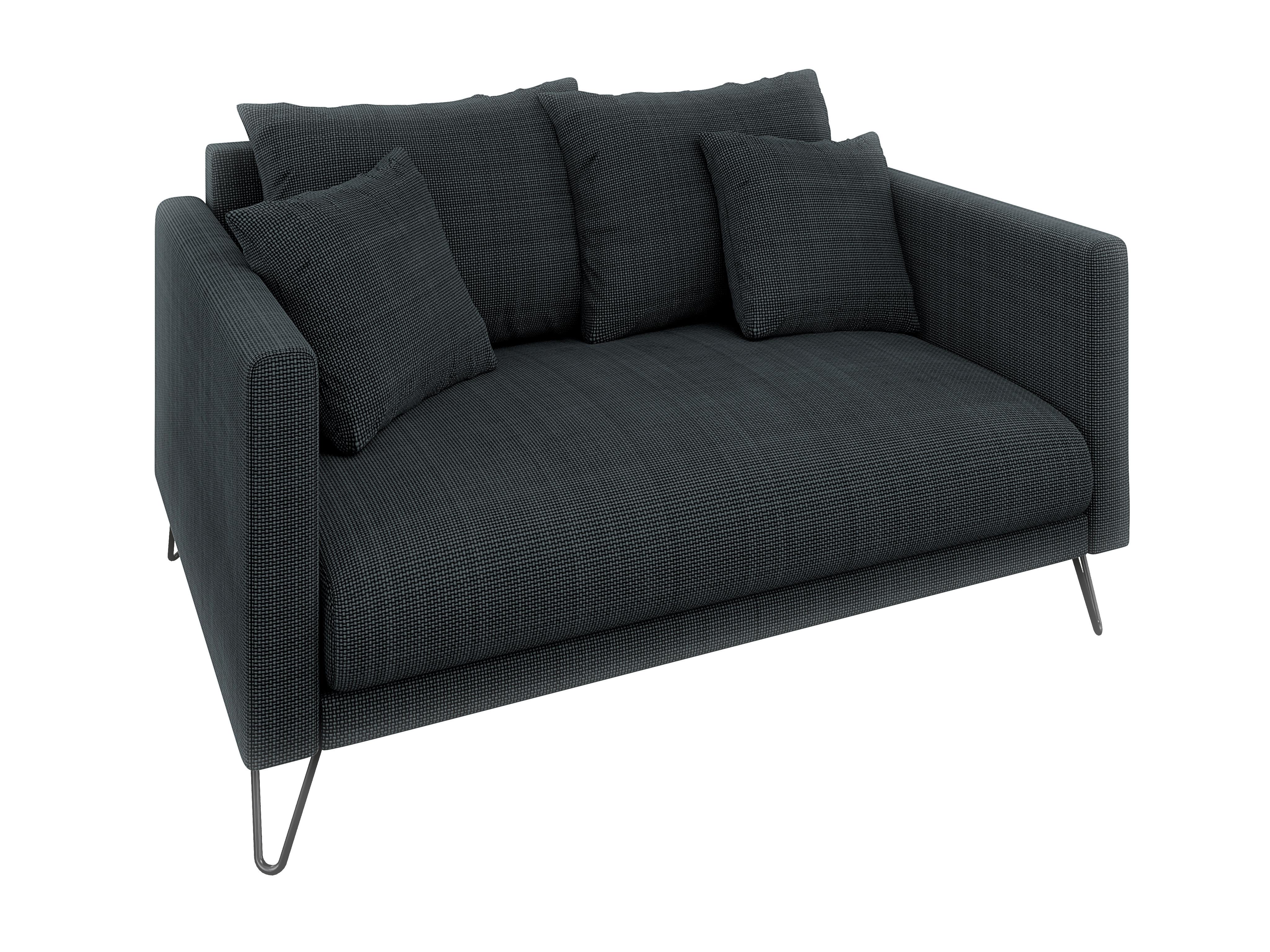 2-SITZER-SOFA Harmony Graphit Chenille - Graphitfarben/Schwarz, Holz/Textil (140/85/100cm) - S-Style Möbel