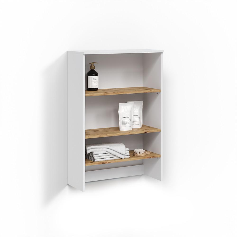 BADSCHRANK Paolina Weiß/Artisan 68 x 100.4 cm mit offenen Regalen - Weiß/Eiche Artisan, Holzwerkstoff (68/100.4/29cm) - Livinity®