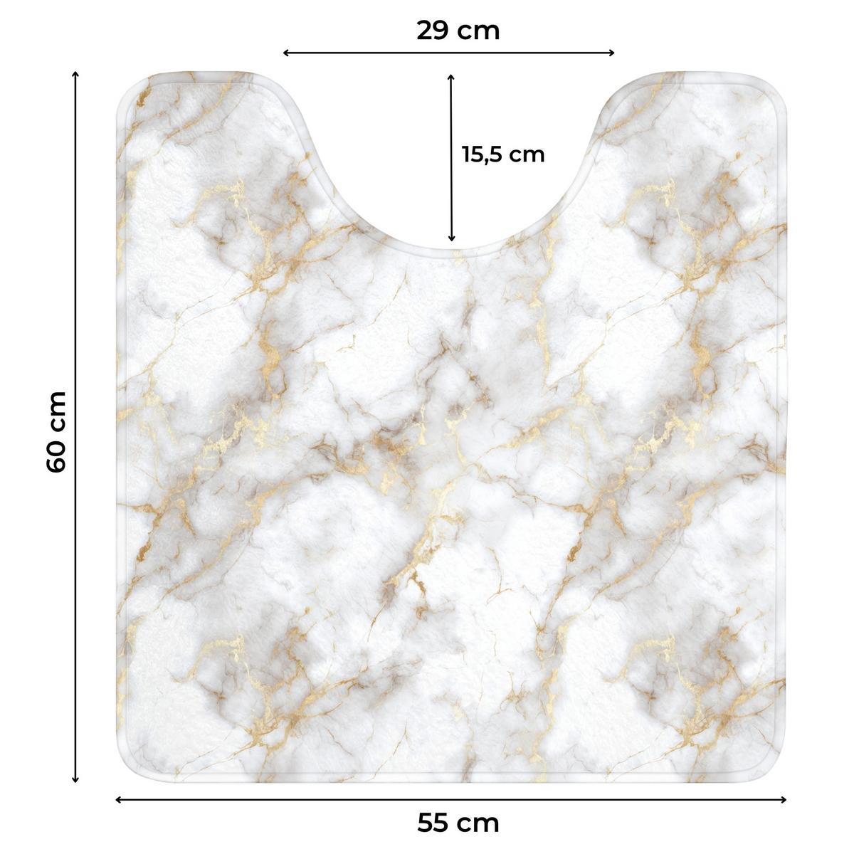 WC-VORLEGER Goldene Adern - Marmor - Weiß Toilettenvorleger 55x60 cm - Weiß, Textil (55/1cm) - OnlyWow