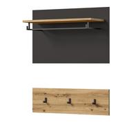 GARDEROBENPANEEL Set mit Garderobenleiste Eiche Artisan, grau 80 cm - Eiche Artisan/Grau, Holzwerkstoff/Metall (80/73/27cm) - Inn.Furn