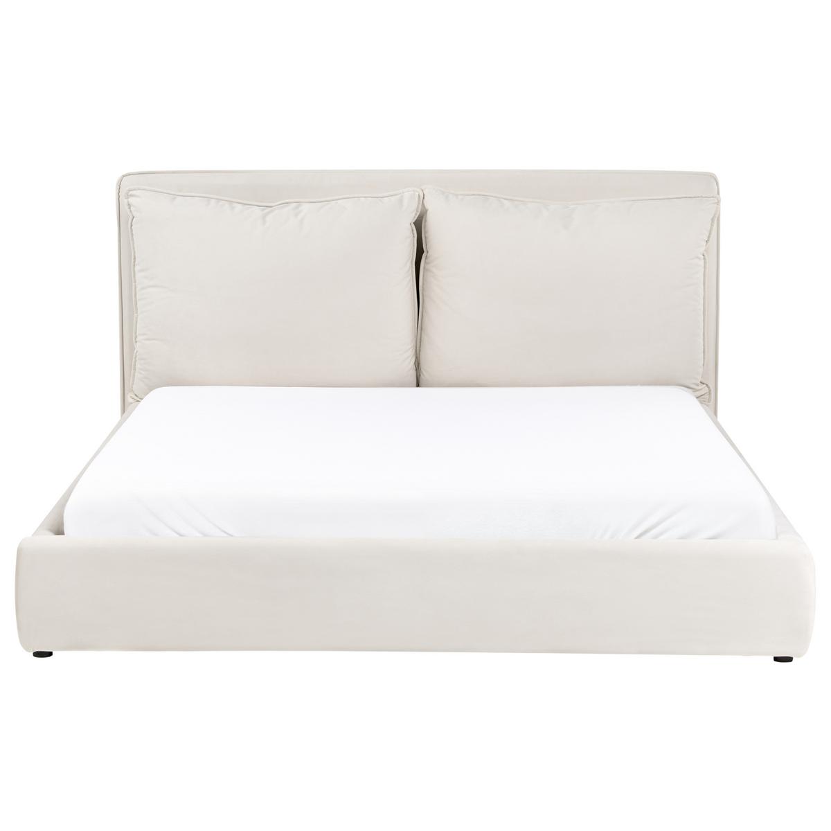 BETT mit Lattenrost 160/200 cm Hellbeige Bajonna - Beige/Schwarz, Textil (160/200cm) - Beliani