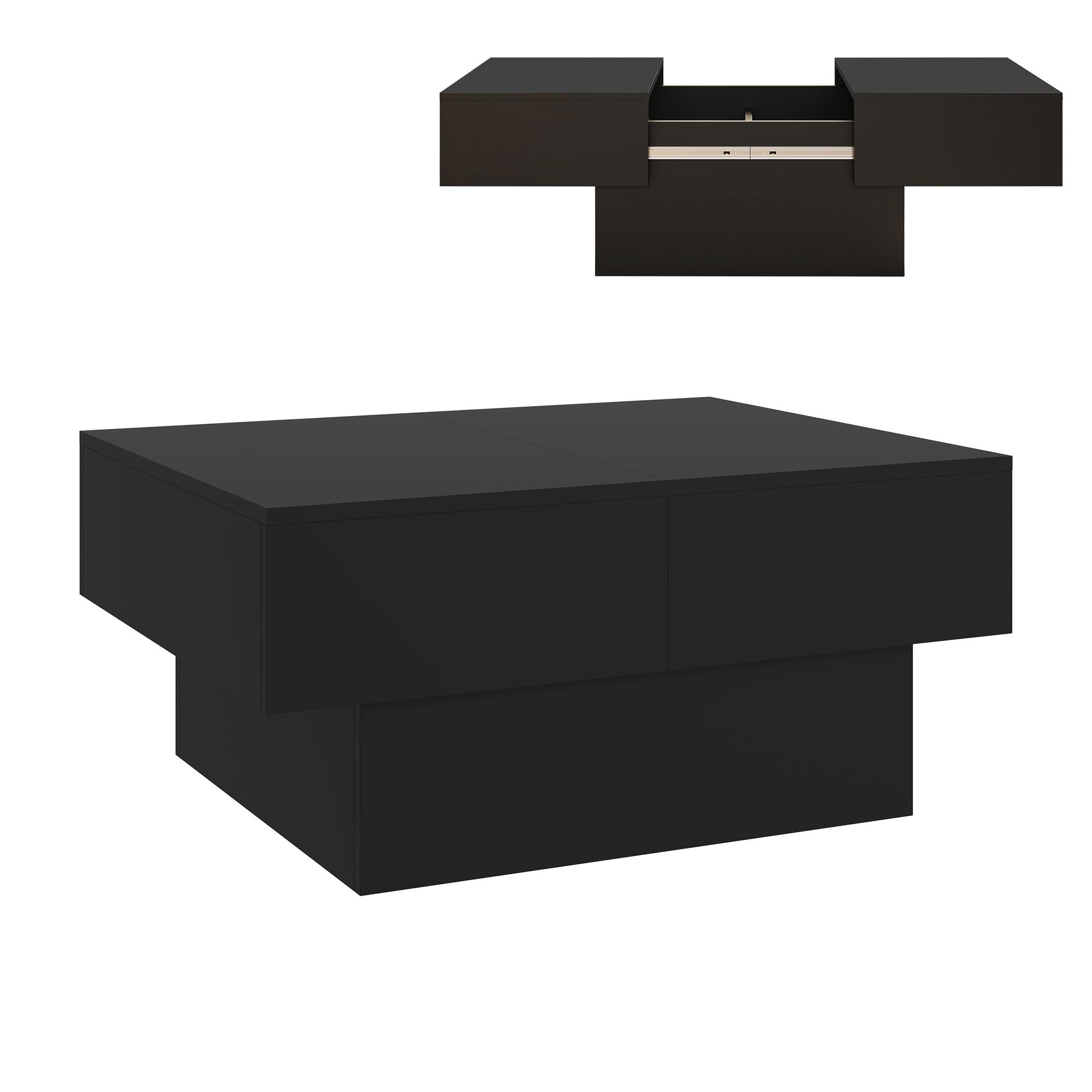 COUCHTISCH Lens 80/60/36 cm - Schwarz, Holzwerkstoff (60/80/36cm) - [en.casa]