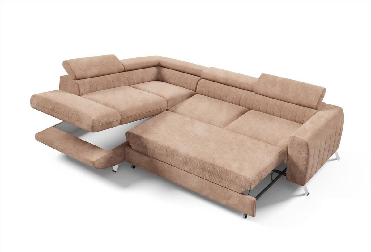 ECKSOFA Marios Mit Schlaffunktion - Beige, Holzwerkstoff/Textil (260/202cm) - Fun Möbel