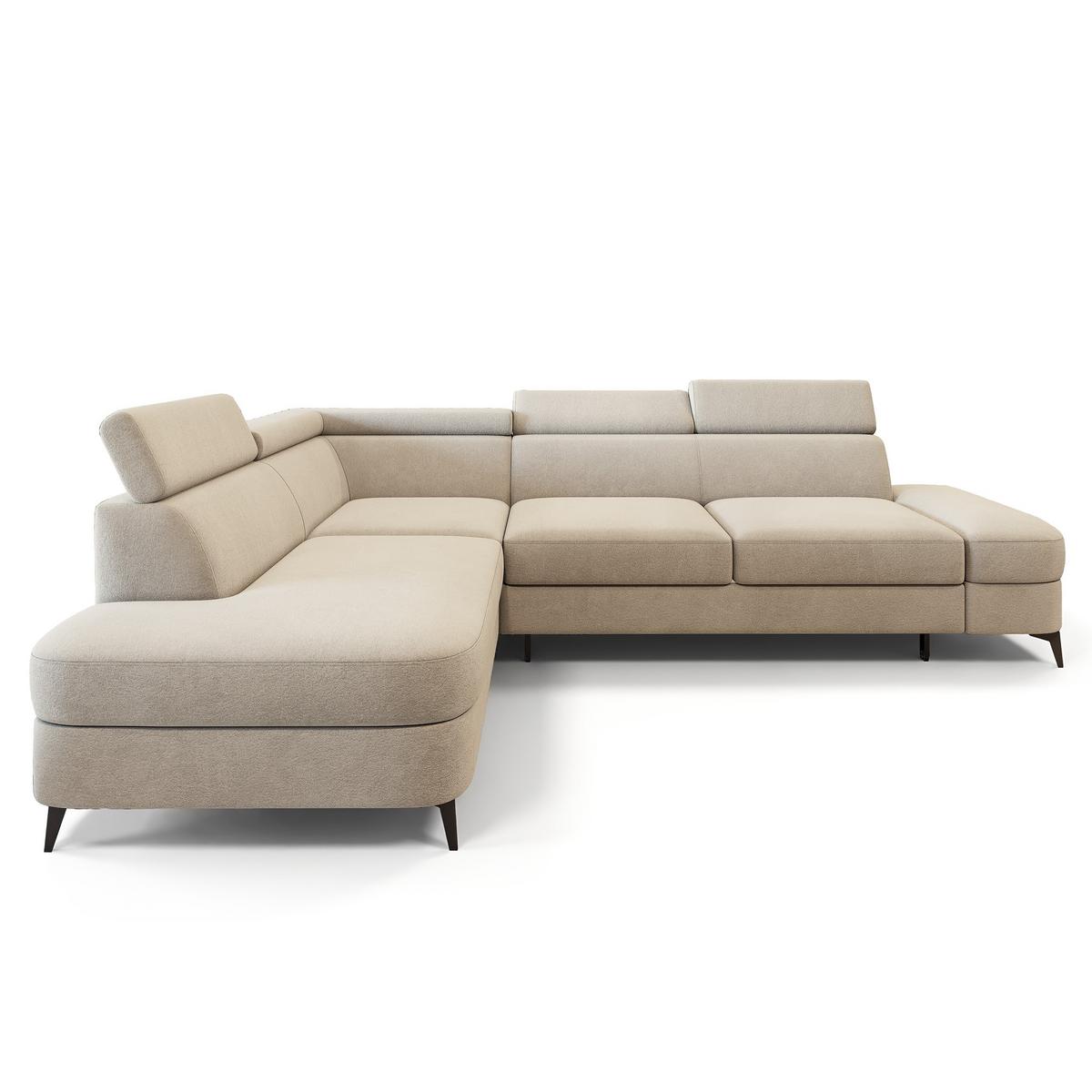 ECKSOFA AVISE MV L-S Creme Velours-Stoff mit Schlaffunktion - Creme, Holzwerkstoff/Textil (268/195cm) - MASSENO