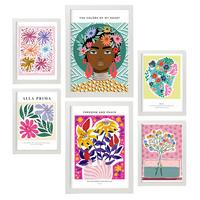 POSTER Set Mit 6 Oasis Zusammenfassung A3 & A4 Weißer Rahmen - Weiß, Papier (29/3cm) - Nacnic