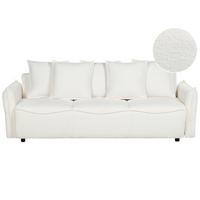 3-SITZER-SCHLAFSOFA Bouclé cremeweiß mit Stauraum Krama - Schwarz/Weiß, Textil (225/87/99cm) - Beliani