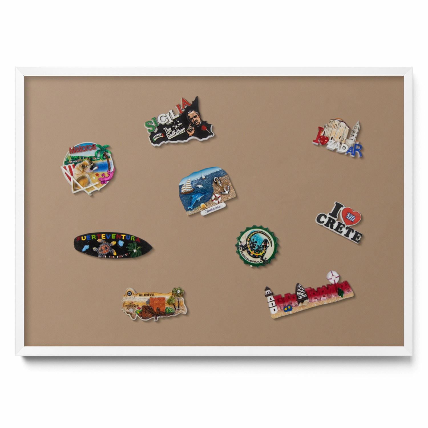 MAGNETTAFEL 70x50 cm Weißer Rahmen Hellbraun - Walnussfarben, Metall (70/50/0.4cm) - TULUP