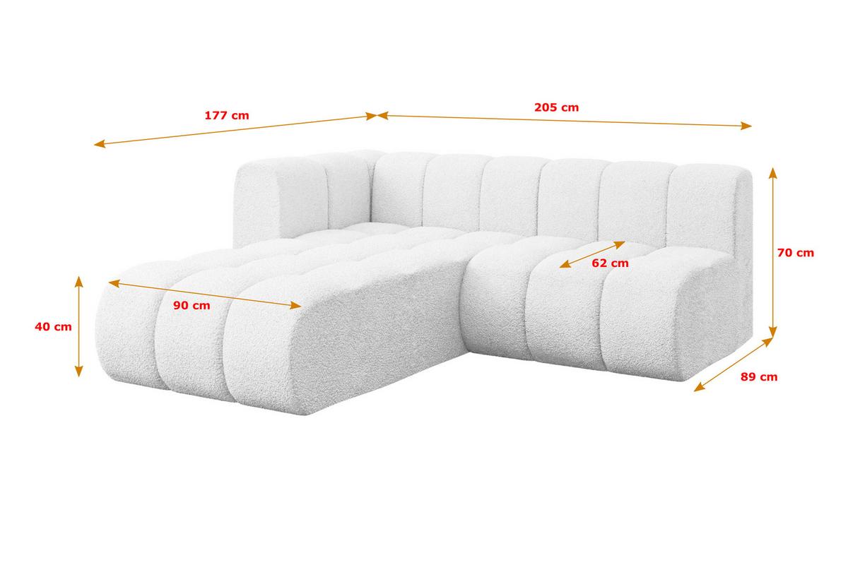 ECKSOFA modulares Sofa Darnel-L1 - 205x177x70 cm Weiß - Weiß, Holzwerkstoff/Textil (205/177cm) - ALTDECOR