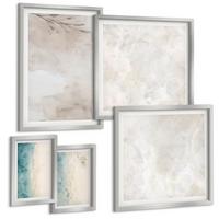 BILDER SET 5er Set - 50x50 cm & 20x30 cm & 40x60 cm Silberner Rahmen - Aquarellmalerei-Textur - Silberfarben, Kunststoff (40/60cm) - TULUP