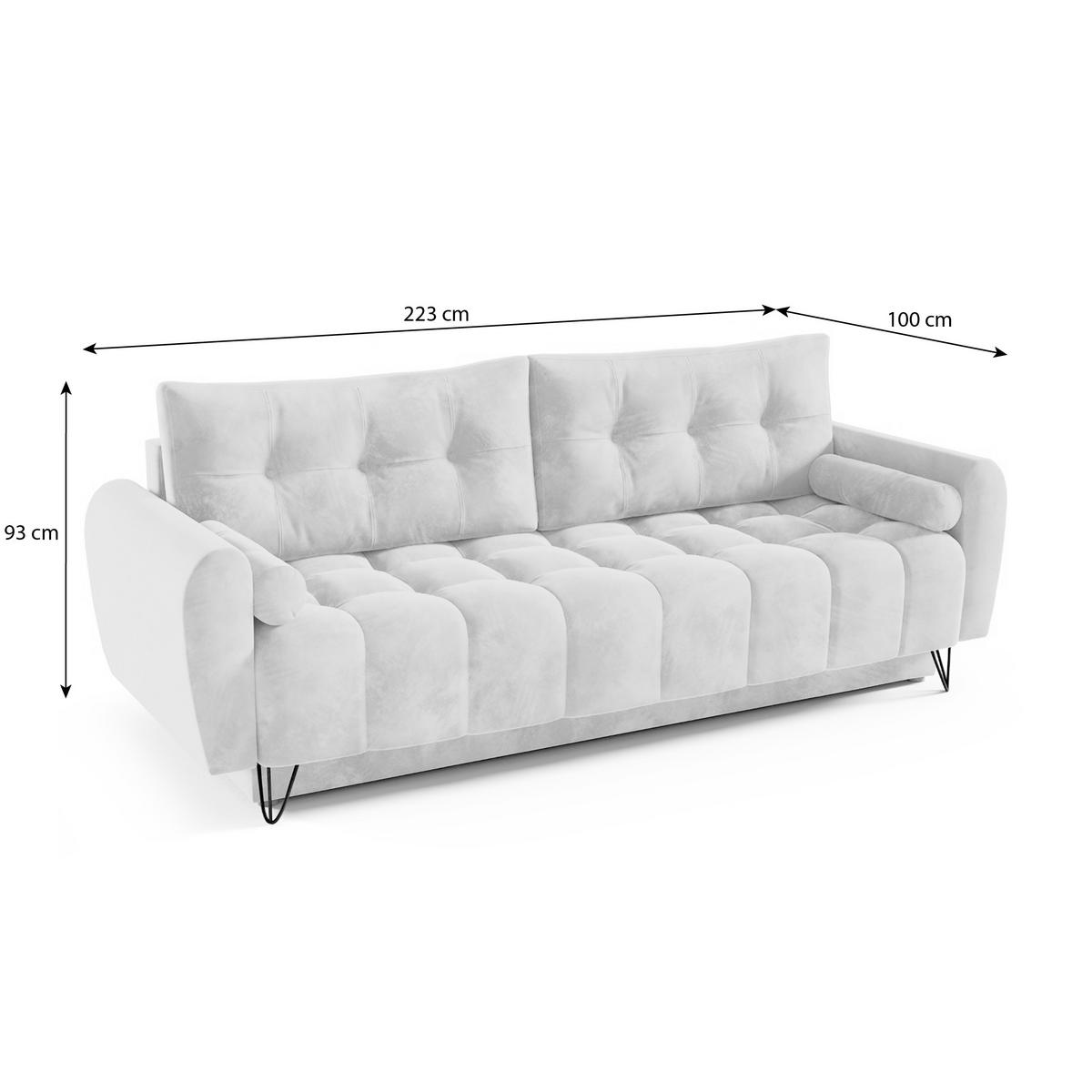 SCHLAFSOFA Malaga 3-Sitzer, Beige - Beige/Schwarz, Textil (223/93/100cm) - Beautysofa