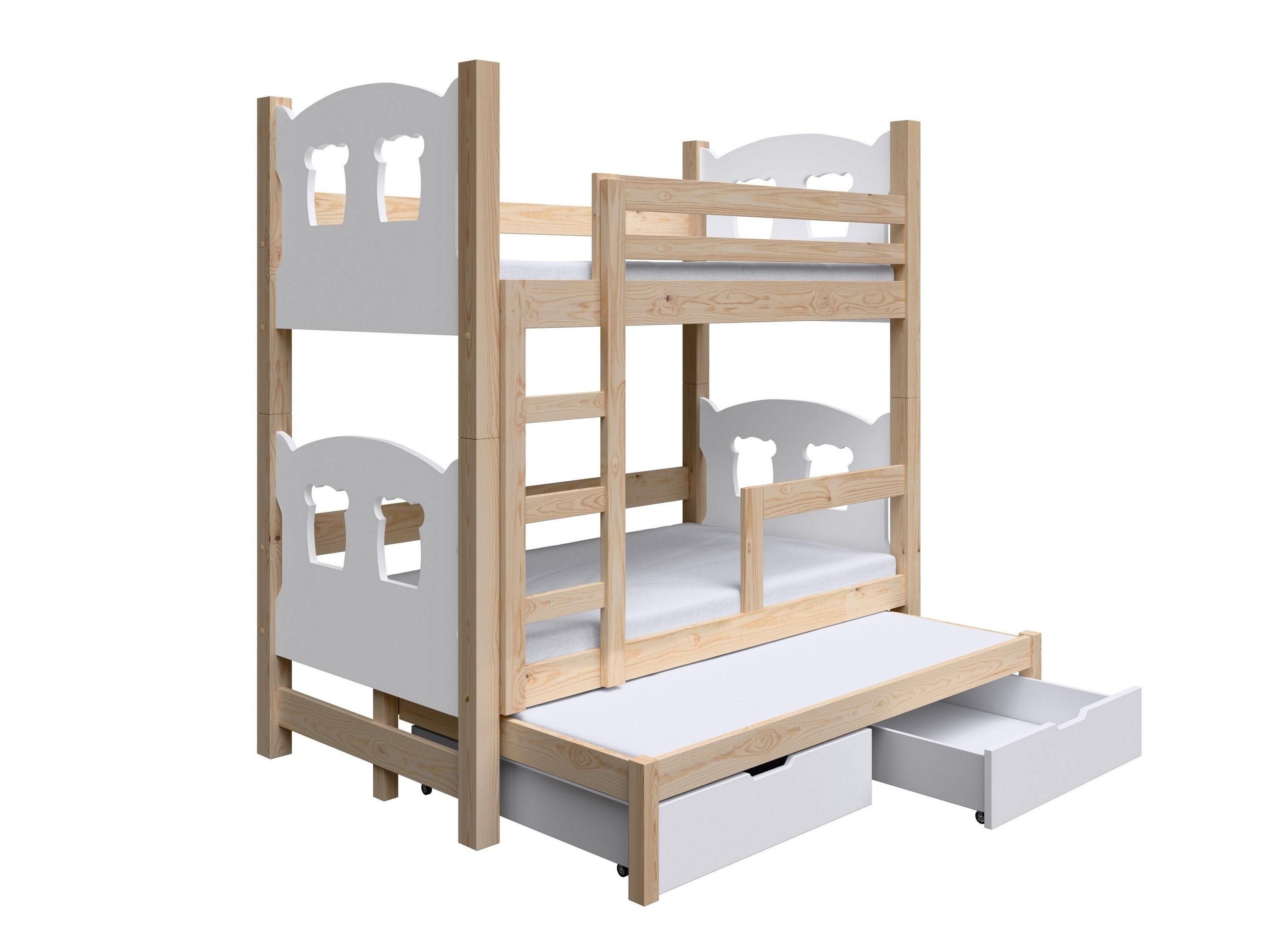 ETAGENBETT LEONE mit Bettkasten 80x180 cm Kieferfarben - Weiß/Kieferfarben, Holz (80/180cm) - MASSENO