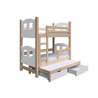 ETAGENBETT LEONE mit Bettkasten 80x180 cm Kieferfarben - Weiß/Kieferfarben, Holz (80/180cm) - MASSENO
