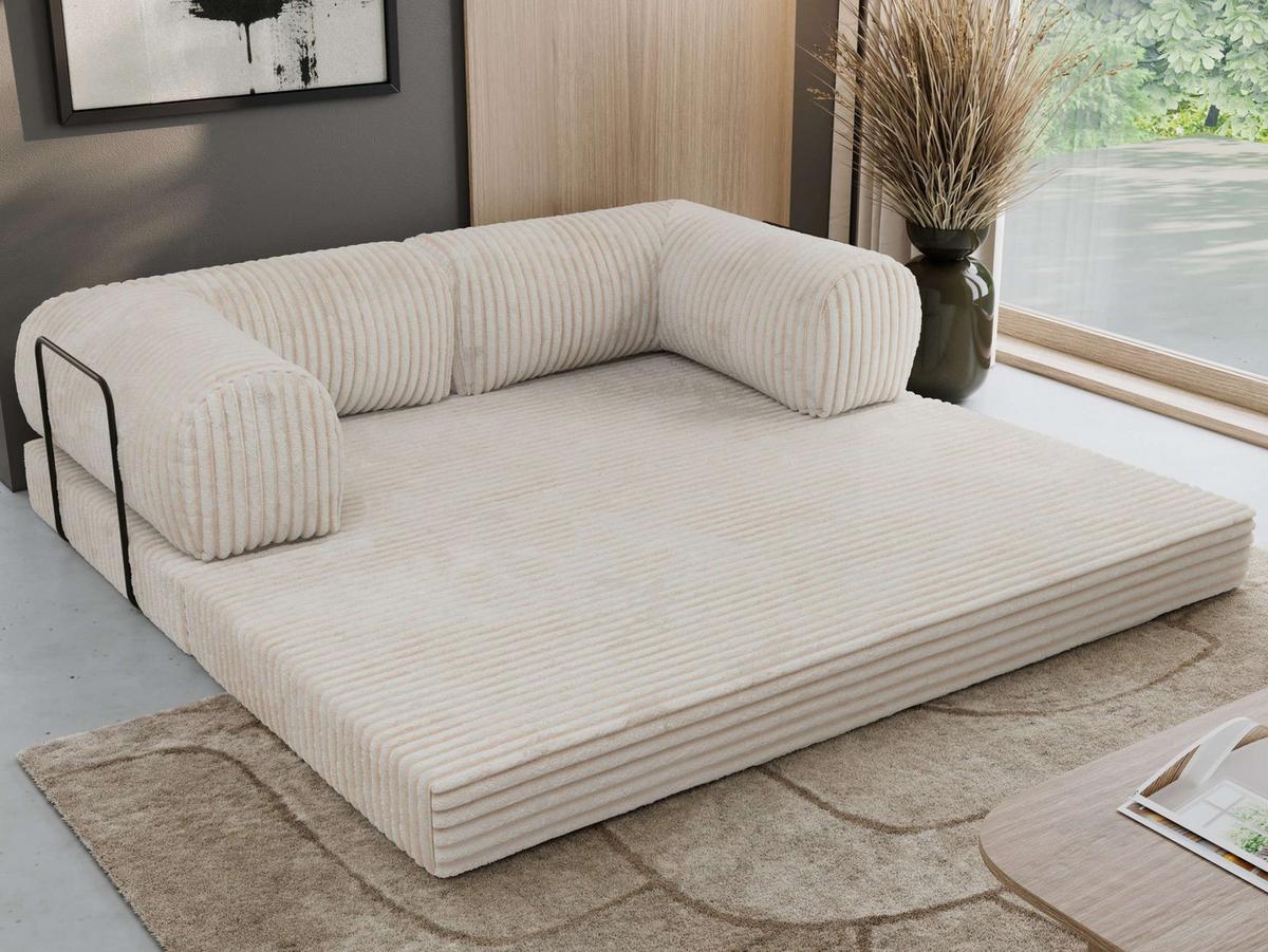 3-SITZER SOFA ORSETTO - Beige Cord - Beige/Schwarz, Textil/Metall (200/70/100cm) - MKS