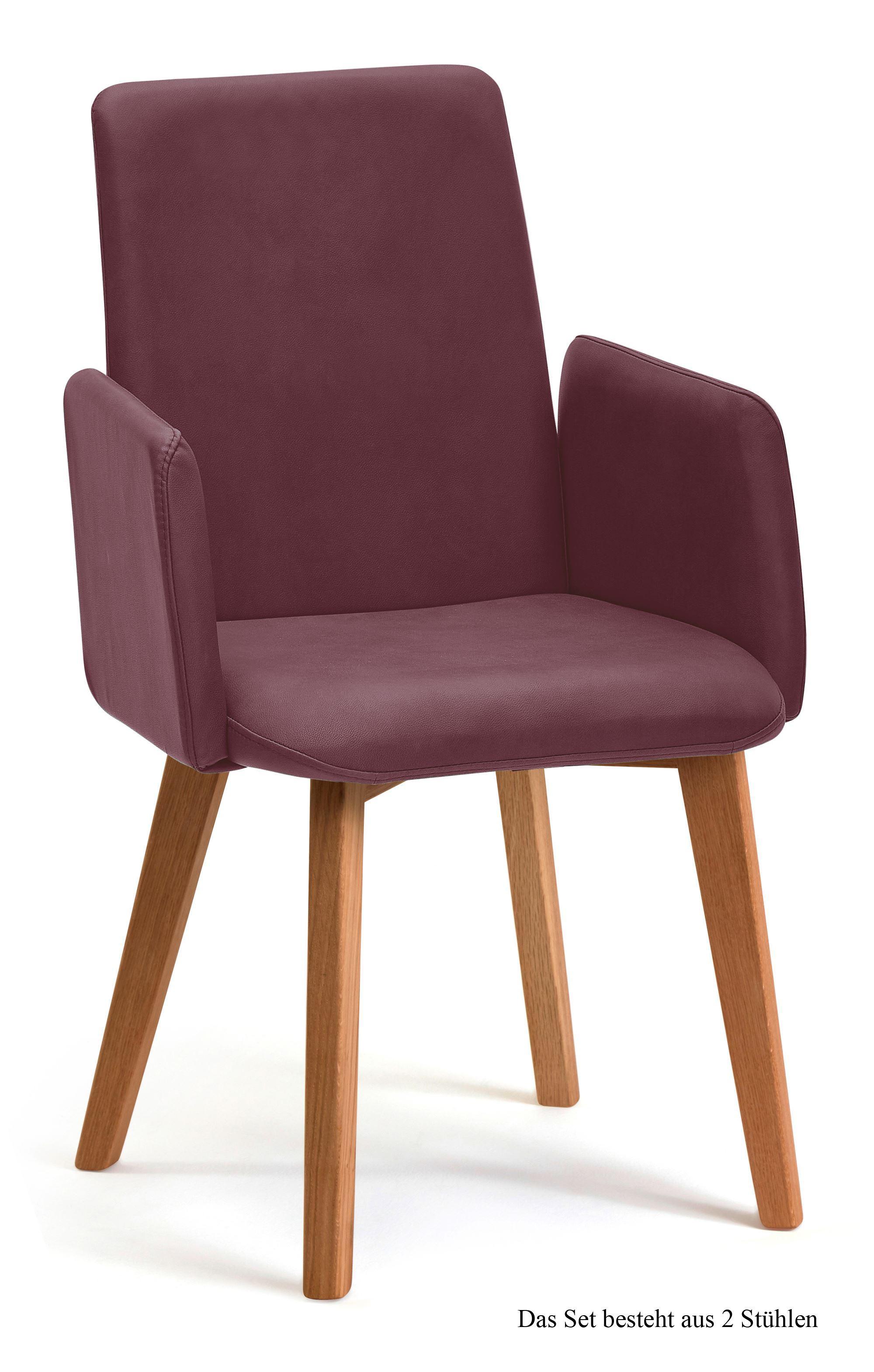 ARMLEHNSTUHL (2er-Set) Darcie 52x92x60 Eiche geölt/Marsala - Eichefarben/Brombeere, Kunststoff (60/92/52cm) - 58aufmkessel