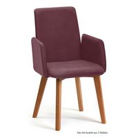 ARMLEHNSTUHL (2er-Set) Darcie 52x92x60 Eiche geölt/Marsala - Eichefarben/Brombeere, Kunststoff (60/92/52cm) - 58aufmkessel