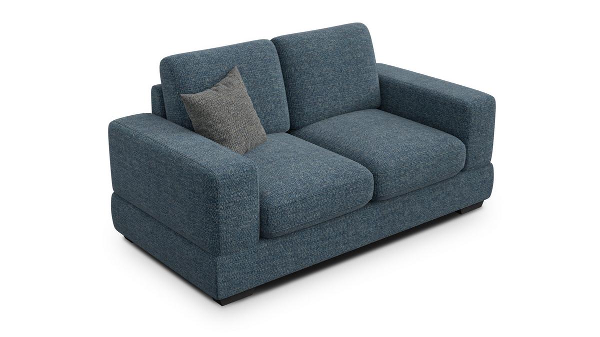 SOFA OTTO 2-Sitzer, marineblau - Blau/Schwarz, Holz/Textil (171/89/98cm) - Wozimo