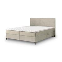 BOXBETT TORREL 160x200 cm mit Matratze und Topper - Creme - Creme, Holz (160/200cm) - MASSENO