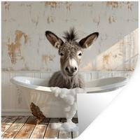 WANDTATTOO Esel - Tiere - Badewanne - Schaumstoff Wanddeko 50x50 cm - Weiß, Kunststoff (50/50/0.1cm) - MuchoWow