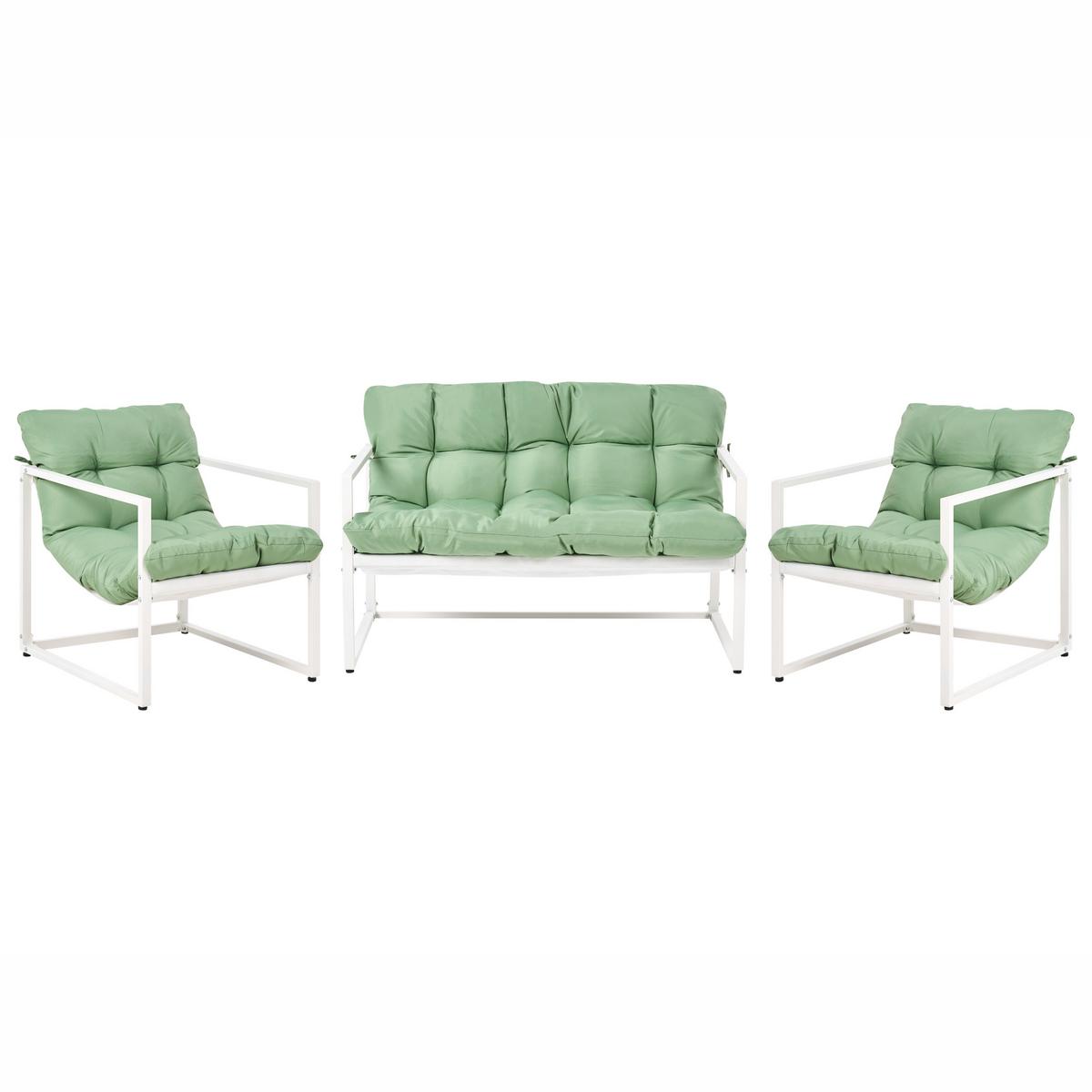 LOUNGE-SET Grün Garda - Weiß/Grün, Metall - Beliani