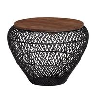 COUCHTISCH Rund mit Stauraum, Holz-Metallgestell, Mango-Massivholz, Schwarz 60x60x45 cm - Schwarz, Holz/Metall (60/60/45cm) - KADIMA DESIGN