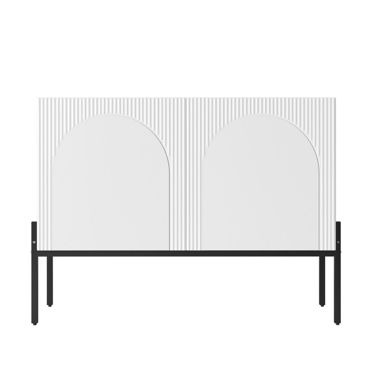 SIDEBOARD 100cm mit Bogendesign, 2 Türen, Metallbeine - Weiß, Holzwerkstoff (100/75/40cm) - Urban Meuble