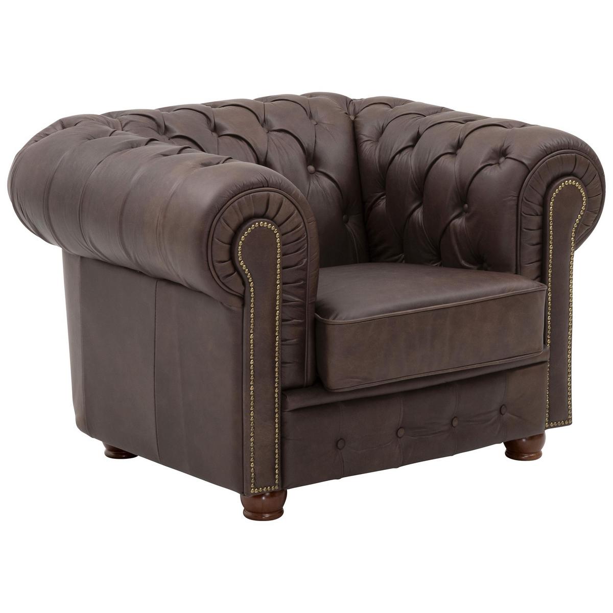 SOFAGARNITUR 3-2-1 Kath Echtleder (Antikoptik) braun - Braun, Leder (200/74/98cm) - 58aufmkessel