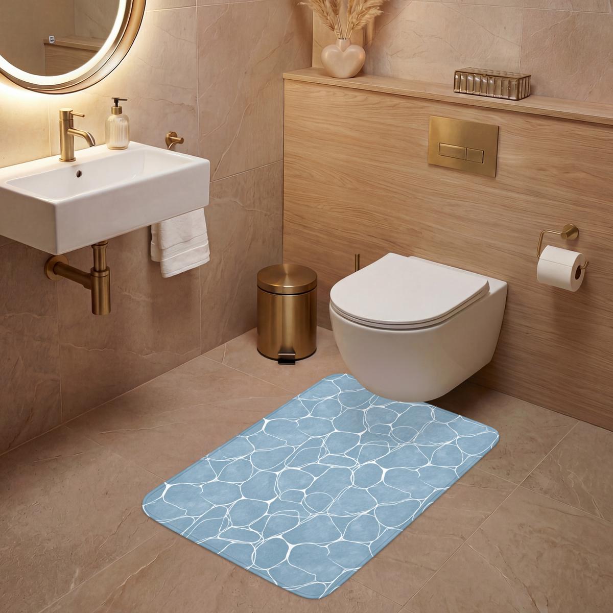 WC-VORLEGER Organisch - Muster - Blau Toilettenvorleger 60x90 cm - Hellblau, Textil (60/1cm) - OnlyWow