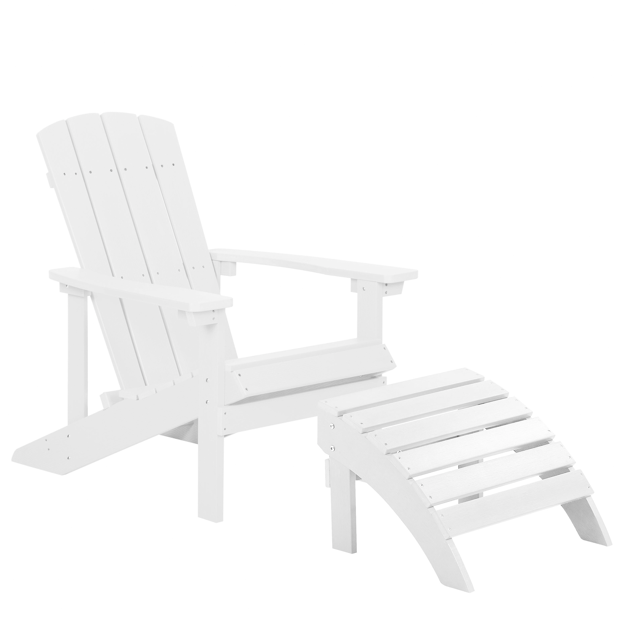 GARTENSTUHL mit Fußhocker Kunstholz weiß Adirondack - Weiß, Kunststoff (75/88/88cm) - Beliani