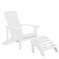 GARTENSTUHL mit Fußhocker Kunstholz weiß Adirondack - Weiß, Kunststoff (75/88/88cm) - Beliani