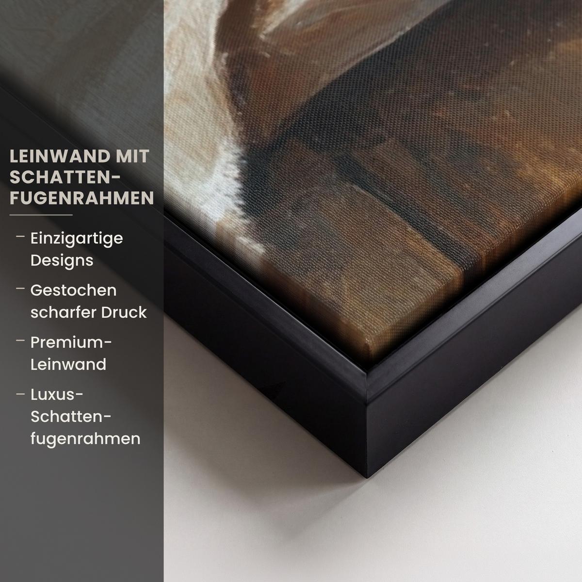 LEINWAND Bilder mit Rahmen - Töpfe - Kräuter - Holz - 60x90 - Terracotta, Textil (60/90cm) - MuchoWow