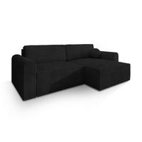 ECKSOFA FIANO P Schwarz Kordstoff mit Schlaffunktion - Schwarz/Grau, Holz/Kunststoff (245/148cm) - MASSENO