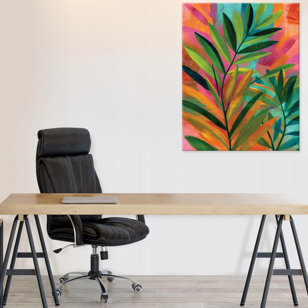 LEINWANDBILD Blätter Abstrakt Grün 40x60 cm - Multicolor, Holzwerkstoff (40/60cm) - Wallarena