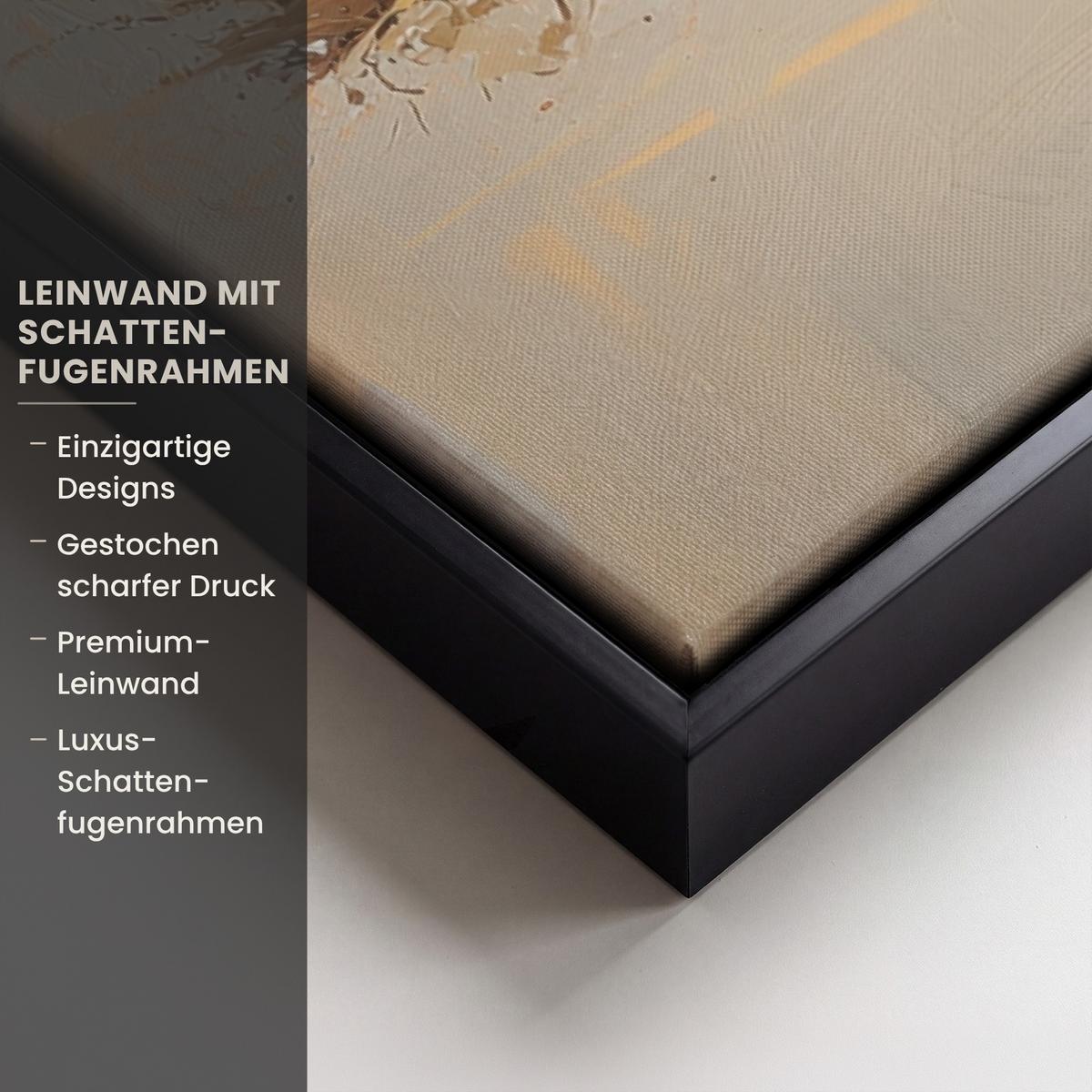 LEINWAND Bilder mit Rahmen - Osterhase - Pastell - Eier - 40x60 - Beige, Textil (40/60cm) - MuchoWow