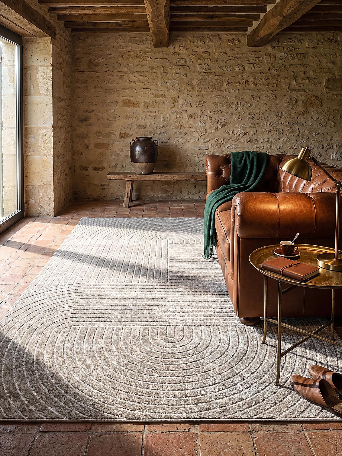 TEPPICH Outdoor Geometrisch MEZEN Polypropylen Beige 140 x 200 cm - Beige, Textil (140/200cm) - KADIMA DESIGN