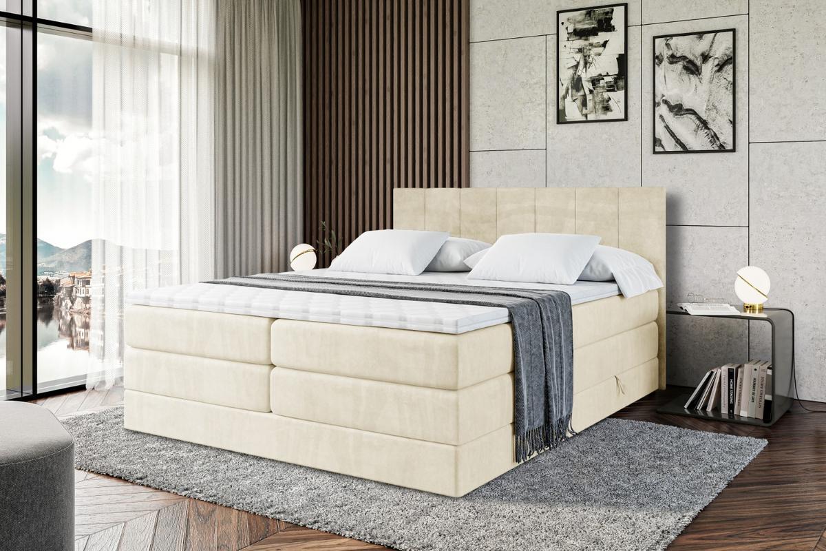 BOXSPRINGBETT MOETI KING - 180x200 - H3/H4 - Beige - Beige, Holzwerkstoff (180/200cm) - ALTDECOR