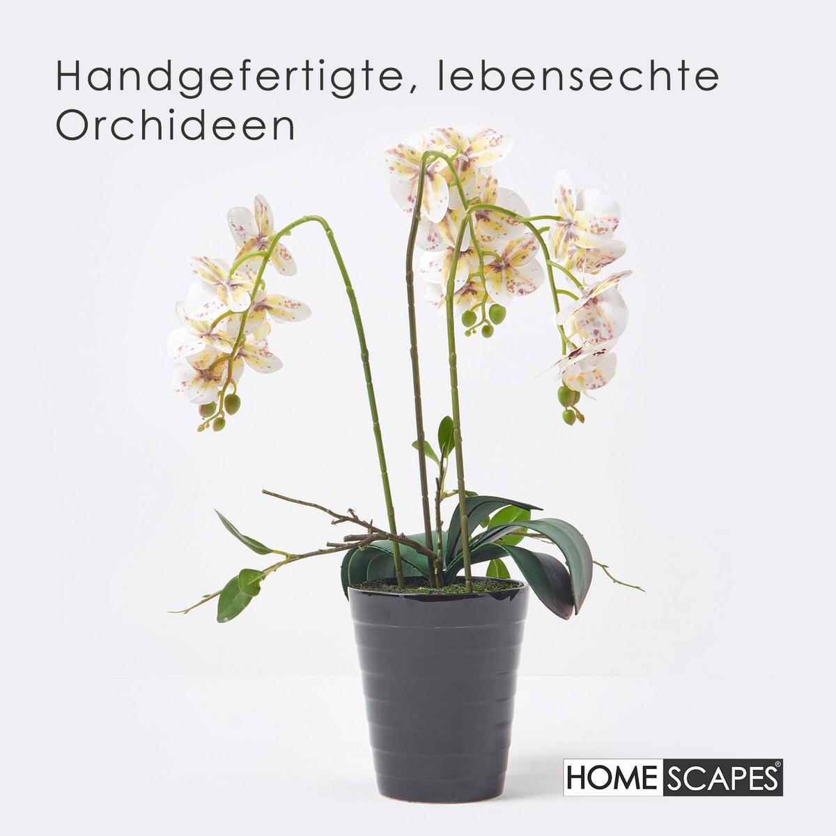 KUNSTBLUME Orchidee weiß-pink im Deko-Topf, 56 cm - Weiß, Kunststoff (56cm) - Homescapes