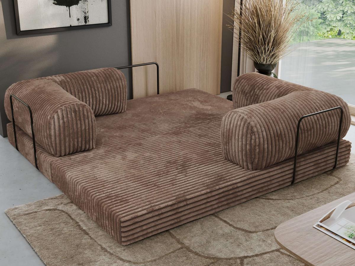 3-SITZER SOFA ORSETTO - Braun Cord - Schwarz/Braun, Textil/Metall (200/70/100cm) - MKS