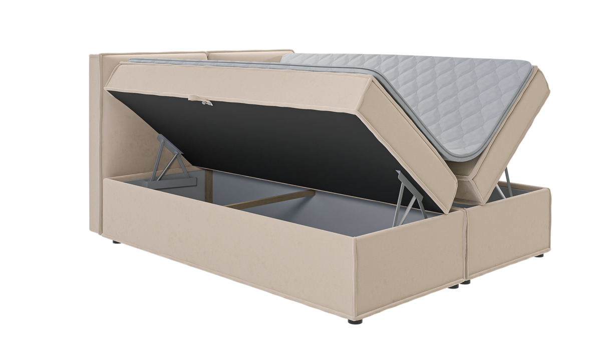 BOXBETT Eclipse 160/200 cm Beige Luxusmicrofaser - Beige/Schwarz, Holz/Kunststoff (160/200cm) - S-Style Möbel