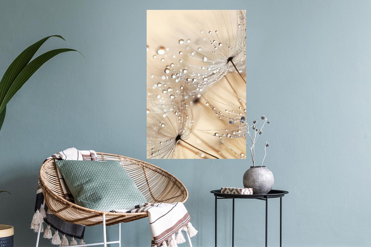 WANDTATTOO Löwenzahn - Abstrakt - Natur - Beige Wandbild 40x60 cm - Braun, Kunststoff (40/60/0.1cm) - MuchoWow