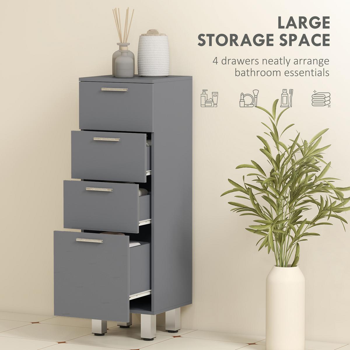 BADEZIMMERSCHRANK Spanplatte Grau - Silberfarben/Grau, Holzwerkstoff/Kunststoff (30/93/30cm) - Kleankin