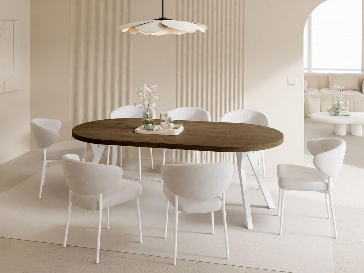 ESSTISCH Twixy XXL groß rund oval ausziehbar, Eiche Braun Rustikal 100-250/100/76 cm - Alteiche/Weiß, Holz/Holzwerkstoff (100/250/76cm) - WFL GROUP