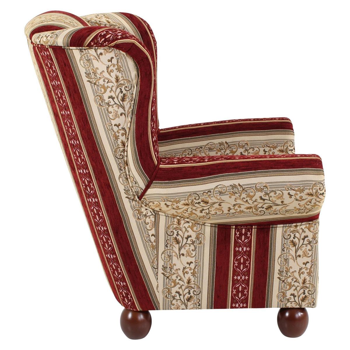 OHRENBACKENSESSEL Kasha Bezug Chenille Buche nussbaum dunkel / rot - Wengefarben/Rot, Kunststoff (93/103/87cm) - 58aufmkessel